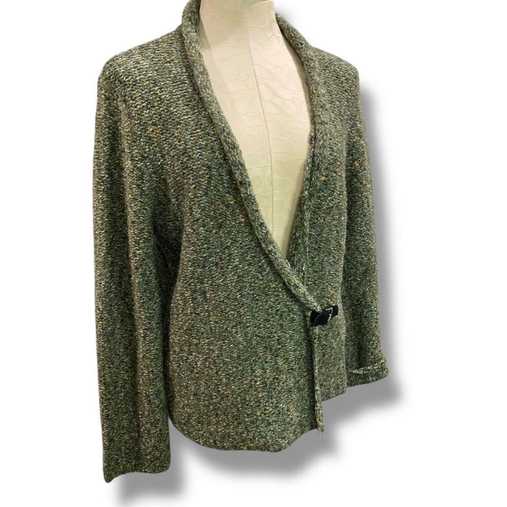 Size PXL Preswick & Moore Petite Sage Green Womens Buckle Cardigan Sweater